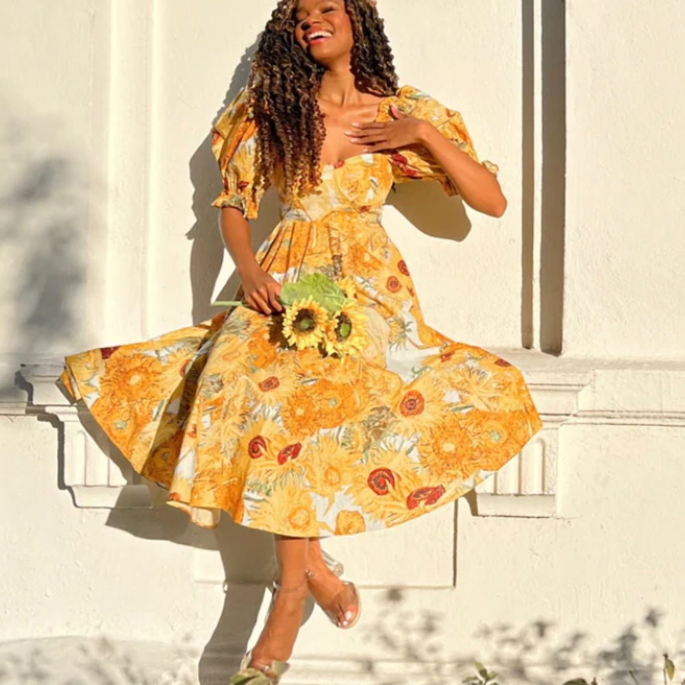 Selkie Sunflowers Tea Rose Dress - Picture 9 of 11